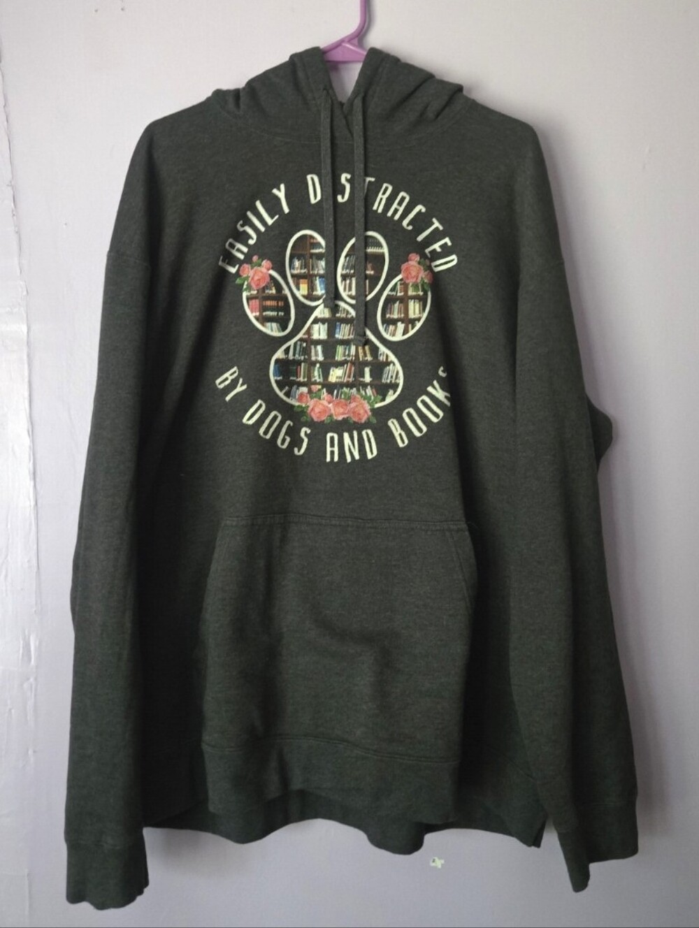 Gray 2x "Easily Distracted By Dogs & Books" Hoodie